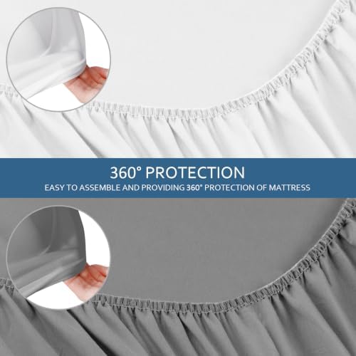 2 Pack Fitted Hospital Bed Sheets 36"x 84"x 14", Grey and White