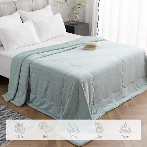 CHOSHOME Cooling Comforter Cooling Blanket, Q-Max 0.45 Cool Sleeping Summer Blanket for Hot Sleeper Night Sweats, King 90" x 108", Green