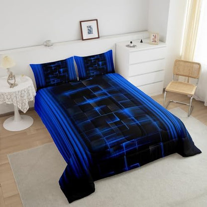 Feelyou Kids Blue and Black Comforter Set Ombre Bedding Set Queen Size