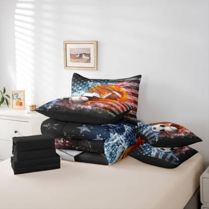 Erosebridal Sports Balls Full Bedding Set -