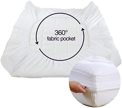 EASELAND RV King Mattress Pad Cotton Pillow Top Mattress Topper White