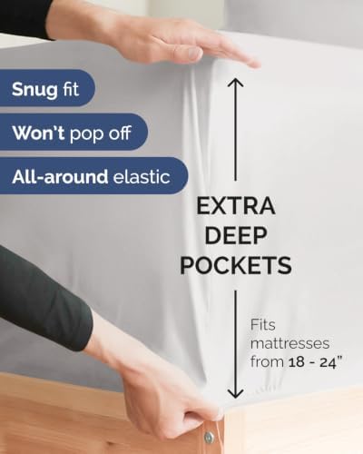 CGK Linens 2 Pack Extra Deep Full Fitted Sheets - French Grey