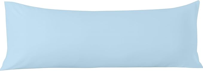 Comfort Beddings Body Pillowcase, 100% Organic Cotton 600 Thread Count Sateen, Soft Cooling Light Blue, 1-Pack, Hidden Zipper Closure, Hotel Quality, Fade & Shrink Resistant, 20 x 60 Inches