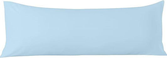 Comfort Beddings Body Pillowcase, 100% Organic Cotton 600 Thread Count Sateen, Soft Cooling Light Blue, 1-Pack, Hidden Zipper Closure, Hotel Quality, Fade & Shrink Resistant, 20 x 60 Inches