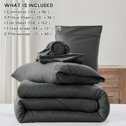 Anluoer California King Comforter Set, 7 Piece Bed in a Bag Bedding Set