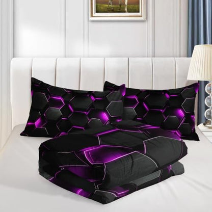 Hexagonal Geometric Comforter Sets Full Size with 2 Pillowcases.