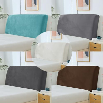 Stretch Headboard Slipcover, Elastic Bed Protector for Bedroom Decor, Full Coverage, Light Gray (59"x27" / 150x70 cm Size)