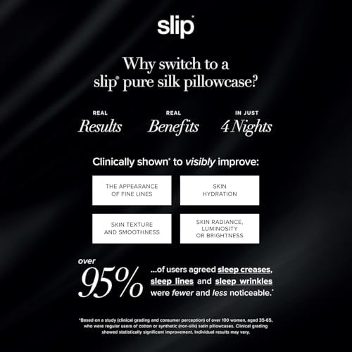 slip King Pure Silk Pillow Case - 100% Pure 22 Momme Mulberry Silk - King Size Standard Pillow Case -Anti-BedHead, Anti-Sleep Crease, White (20" x 36")