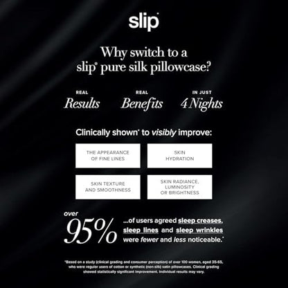 slip King Pure Silk Pillow Case - 100% Pure 22 Momme Mulberry Silk - King Size Standard Pillow Case -Anti-BedHead, Anti-Sleep Crease, White (20" x 36")