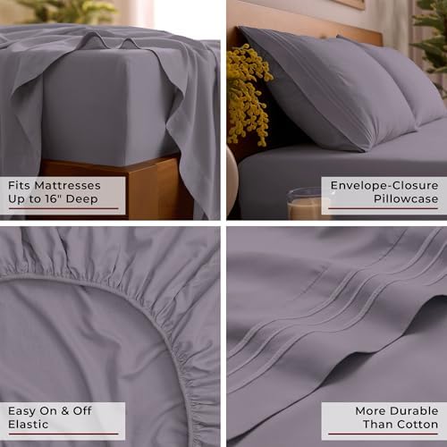 Mellanni Iconic 4-Piece, Ultra Soft Sheet Set (Full, Hazy Lilac)
