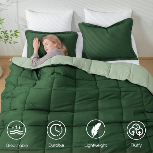HIG 3pc Green Full Size Bedding Comforter Set Duvet Insert Blanket