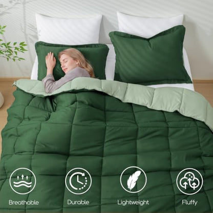 HIG 3pc Green Oversize King Plus Bedding Comforter Set Duvet Insert Blanket