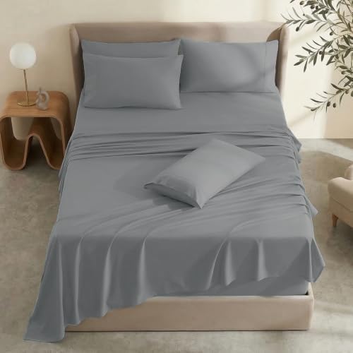 Hearth & Harbor Extra Deep Pocket Split King Sheets Sets - Fits Mattress 18-24 Inches Deep - Extra Deep Pocket Sheets - 6 Piece Split King Size