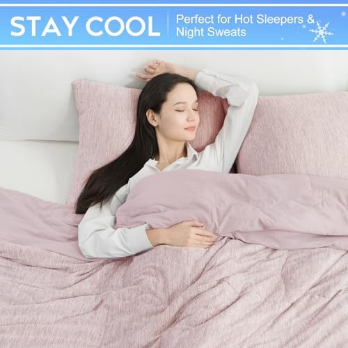 CHOSHOME Cooling Comforter Cooling Blanket, Q-Max 0.45 Cool Sleeping Summer Blanket for Hot Sleeper Night Sweats, King 90" x 108", Pink