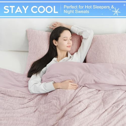 CHOSHOME Cooling Comforter Cooling Blanket, Q-Max 0.45 Cool Sleeping Summer Blanket for Hot Sleeper Night Sweats, Super King 96" x 120", Pink