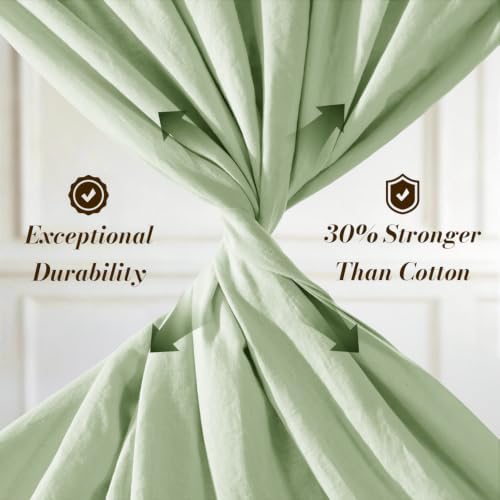 SONORO KATE 100% French Linen King Size Sheets Set,Natural Flax Bedding