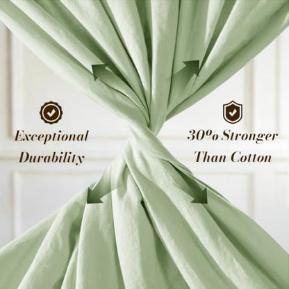 SONORO KATE 100% French Linen King Size Sheets Set,Natural Flax Bedding