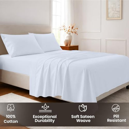 SGI bedding 100% Egyptian Cotton Sheets Twin Size – Cooling Sheets, Soft Breathable Light Blue Bedding, Luxury Bedding, Luxury Hotel Sheet Set, Deep Pocket 16", 4 Piece Set