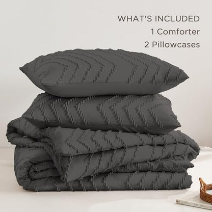 Andency Dark Grey Oversized Super King Comforter Set 120x120 Extra Large