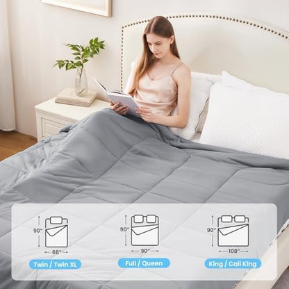 HYLEORY Cooling Comforter Queen Size - Summer Cooling Blanket for Hot Sleepers/Night Sweats, Double-Sided Cold Touch Silky Ice Comforters, Breathable Lightweight Beddings, Cool Gray, 90"x90"