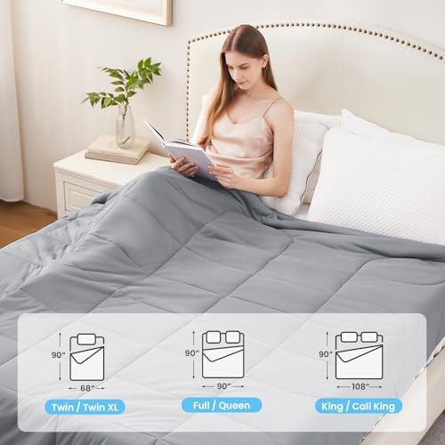 HYLEORY Cooling Comforter King Size - Summer Cooling Blanket for Hot Sleepers/Night Sweats, Double-Sided Cold Touch Silky Ice Comforters, Breathable Lightweight Beddings, Cool Gray, 108"x90"