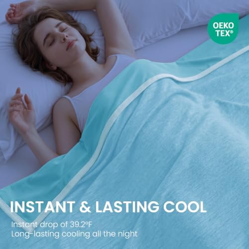Topcee Cooling Blanket(90"x108"King Size) for Night Sweats Absorbs Heat to Keep Adults Cool on Warm Nights, Q-Max 0.5 Cooling Blankets for Hot Sleepers, Ultra-Cool Lightweight Blanket for Bed