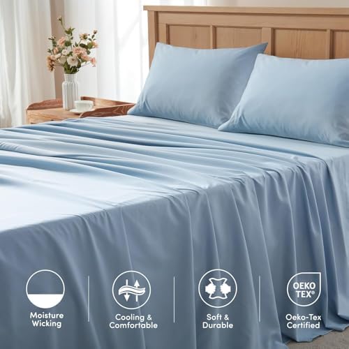 Comfort Spaces Coolmax Moisture Wicking Cooling Sheet Set, King 4 Piece