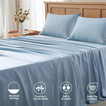 Comfort Spaces Coolmax Moisture Wicking Cooling Sheet Set, King 4 Piece