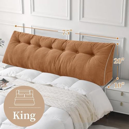 Sasttie Headboard Pillow King, Wedge Pillow Headboard, Caramel