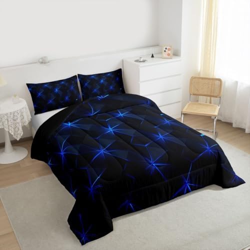jejeloiu Geometric Comforter Set Queen Size Abstract Art Bedding Set for Kids Boys Girls Luxury Duvet Quilt Bedroom Decor Microfiber 3 Pcs with 2 Pillow Cases