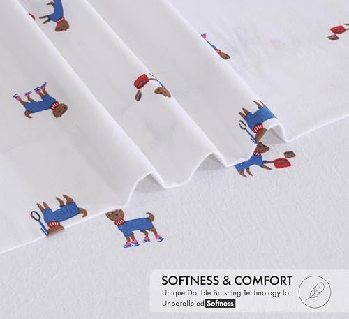 RUVANTI Flannel Sheets Queen Size, Puppy Playoff