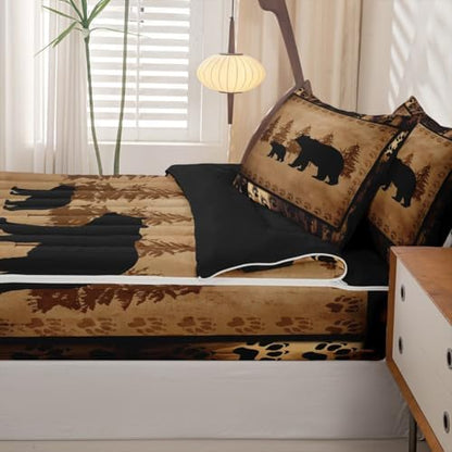 Feelyou Bear Wild Animal Comforter Set Full Size Kids Bed in a Bag