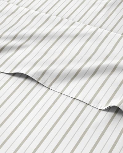 Queen 4 Piece Striped Sheet Set - Soft, Breathable & Cooling - Double Gray