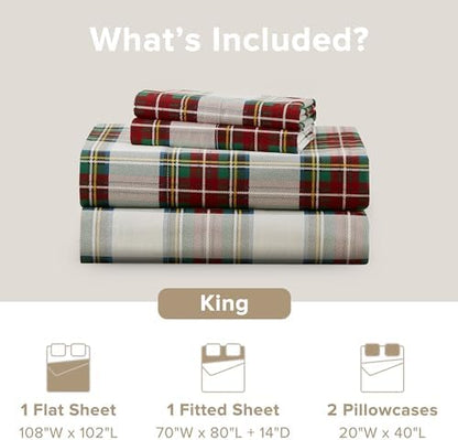 Comfort Spaces 100% Cotton Percale Sheets King Size Sheet Set, 4 Piece