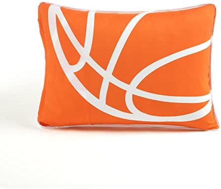Lush Decor Basketball Game Reversible Quilt Twin Size 4 Piece Set, White & Navy - Kids Bedding Set - Twin Size Quilt - Sports Décor