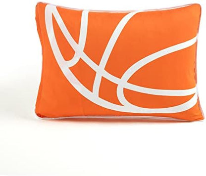 Lush Decor Basketball Game Reversible Quilt Twin Size 4 Piece Set, White & Navy - Kids Bedding Set - Twin Size Quilt - Sports Décor