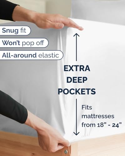 Extra Deep Twin XL Sheet Set - 3 Piece College Dorm Room - White