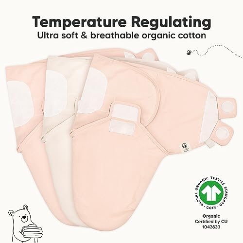 KeaBabies 3-Pack Organic Baby Swaddles for Newborns, Infant, Angelic, 0-3M