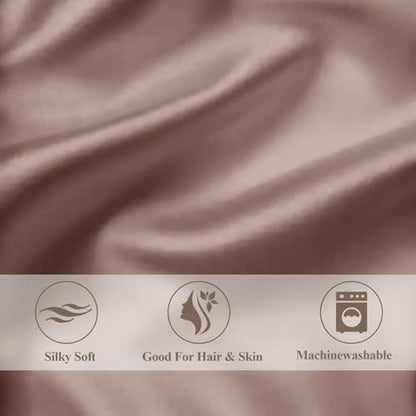 Vielit King Satin Pillowcase for Hair 2pc,Similar to Silk Pillow Cases,Easier Care Than Silk Pillowcase Gifts for Women Men,Rose Taupe,20x36 & Envelope Closure and 2 Satin Scrunchies