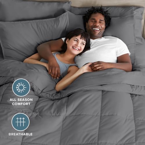 Bare Home Bed-in-A-Bag 7 Piece Set (Full, Grey/Grey)
