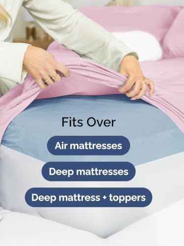 Extra Deep Pocket Full Size Sheet Set - Breathable & Cooling - Light Pink