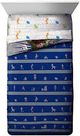 Disney Pixar Toy Story Twin Comforter Set 5 Piece Kids Bedding, Gray