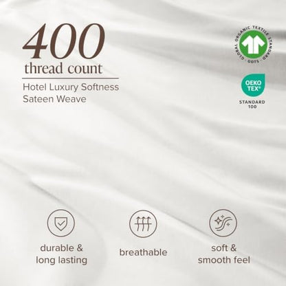 Bare Home 100% Organic Cotton Sateen Sheet Set (Split Flex King, Antique White)