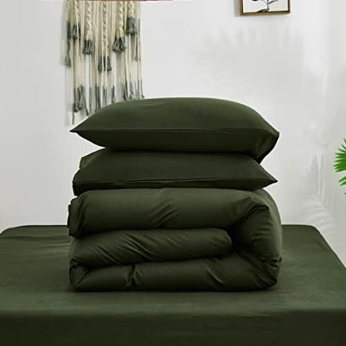 Wellboo Army Green Comforter Sets California King Solid Olive Green Boho Bedding Comforters Cal King Cotton Soft Cozy Dark Green Women Men Quilts Plain Army Green Modern Hunter Green Blankets Durable