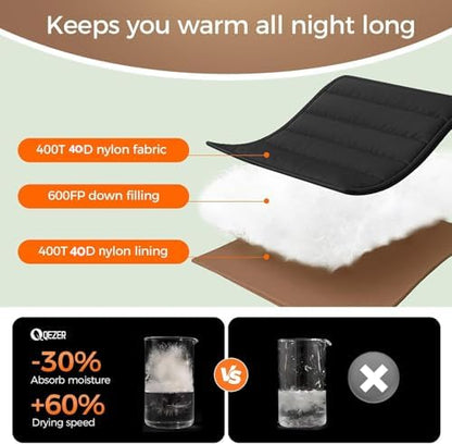 XL Down Sleeping Bag for Adults, 600 Fill Power Backpacking