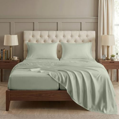 LANE LINEN Split King Sheet Set 100% Egyptian Cotton Sateen - Mineral