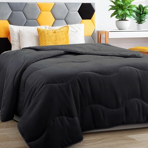 MEELUS Lightweight Comforter Cooling Black, All Season Duvet Insert