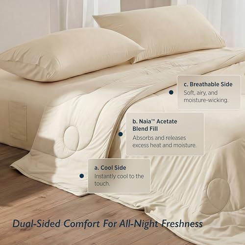 Breescape Cooling Comforter Blanket - BlendTek Q-Max>0.46 Tech, Cooling Blanket for Hot Sleepers & Night Sweats Relief, Breathable Lightweight Summer Bedding, Queen 96x96 Inches, Ivory