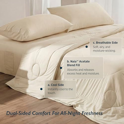 Breescape Cooling Comforter Blanket - BlendTek Q-Max>0.46 Tech, Cooling Blanket for Hot Sleepers & Night Sweats Relief, Breathable Lightweight Summer Bedding, Throw 52x72 Inches, Ivory