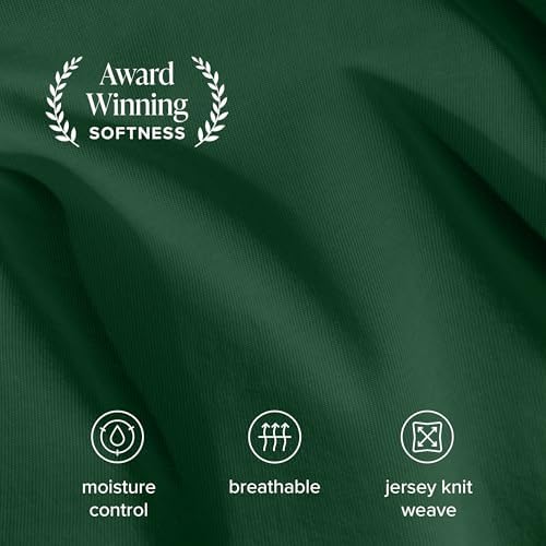 Bare Home 100% Organic Cotton Jersey Sheet Set (Split King, Forest Green)